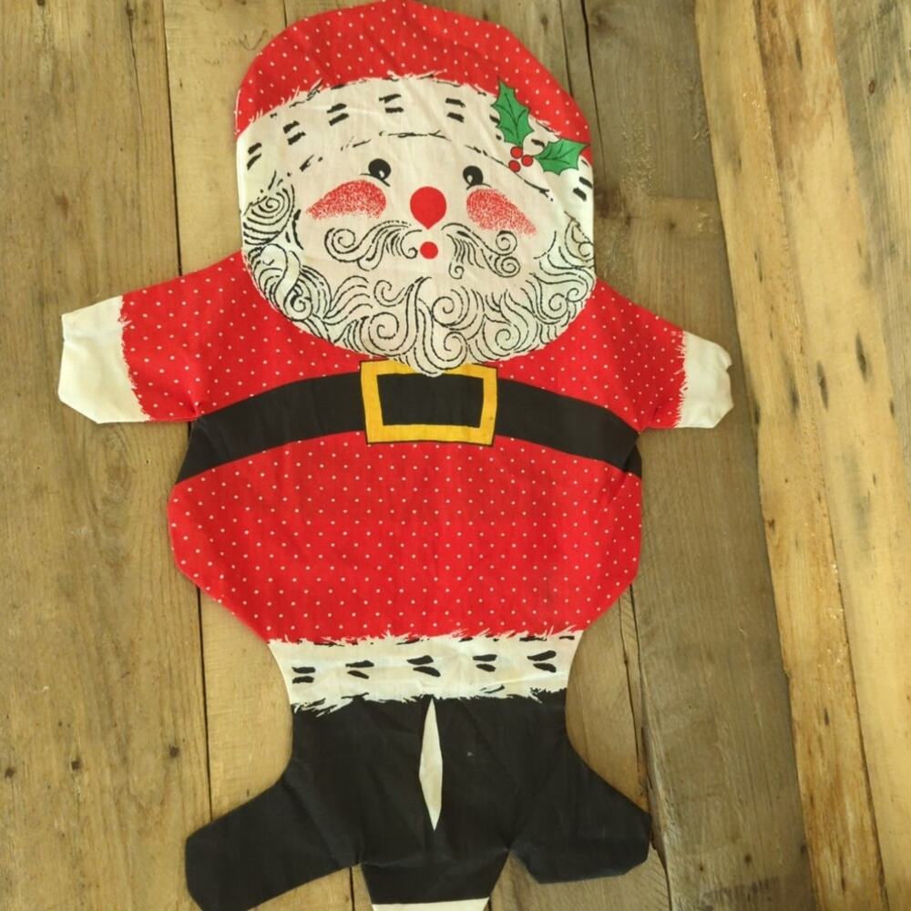 Vintage 1970s Stitch and Stuff Santa Claus Pillow Partially Made Needs Stuffing